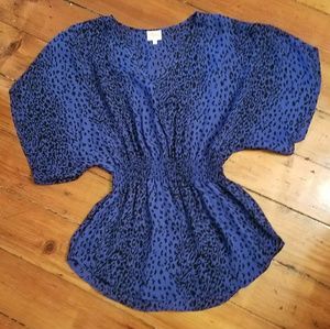 Parker Cobalt Blue Leopard print Silk Blouse